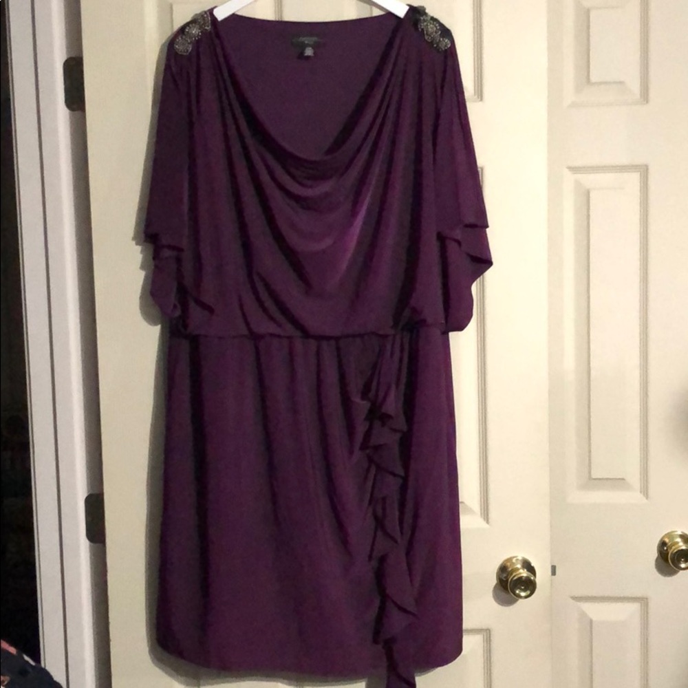 Beautiful purple dress with beading on shoulders